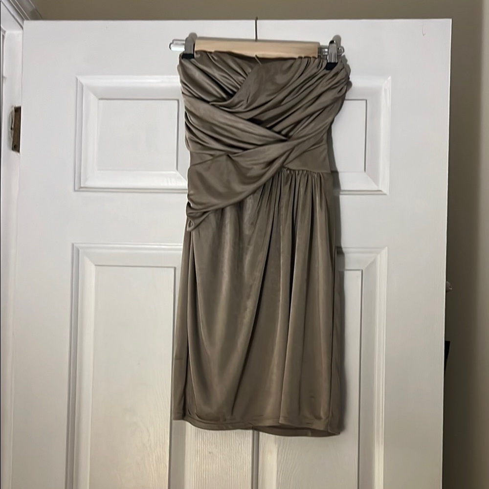 Elegant Strapless Taupe Dress